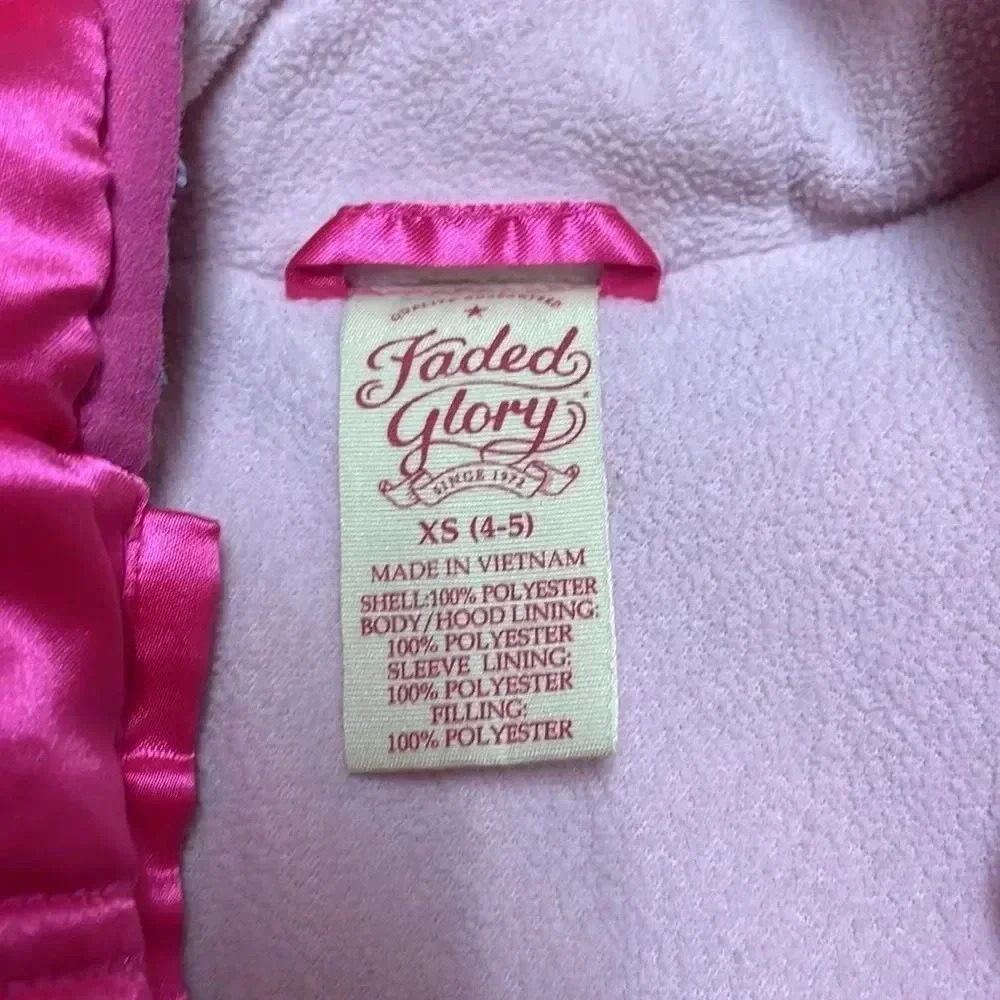 Hot pink toddler puffer jacket, size XS 4/5 - Picture 8 of 9
